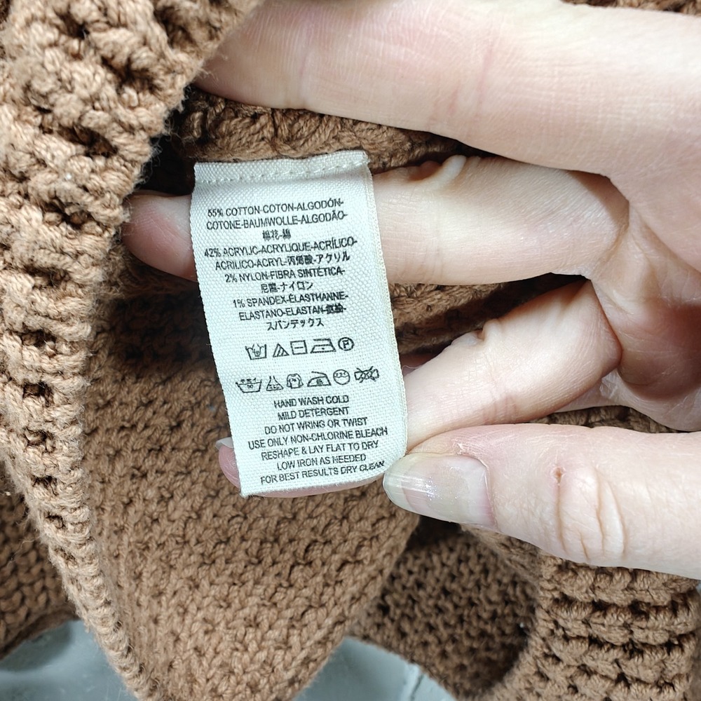 Free People Womens Medium Sweater Burnt Orange Oversized Cowl Neck Chunky Knit - Picture 6 of 7
